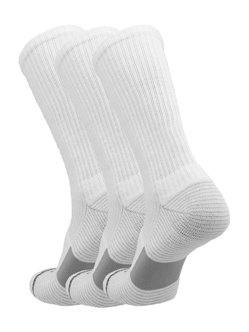 TCK Performance Basketball Socks 3 Pack Crew (White, Medium) - Image 2